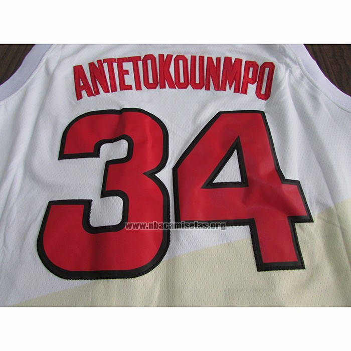 Camiseta Milwaukee Bucks Giannis Antetokounmpo NO 34 Earned Blanco